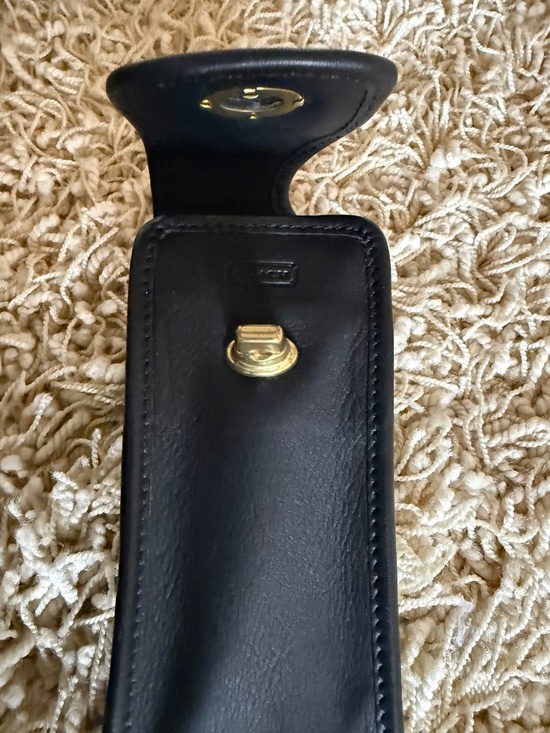 Coach Leather Wristlet Belt Phone Glasses Case Black Brass Turn Lock Closure VTG main image 8